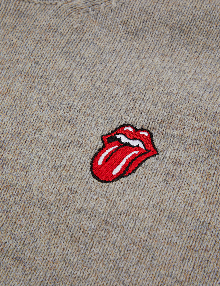 Merino Taupe Knit Sweater Detail