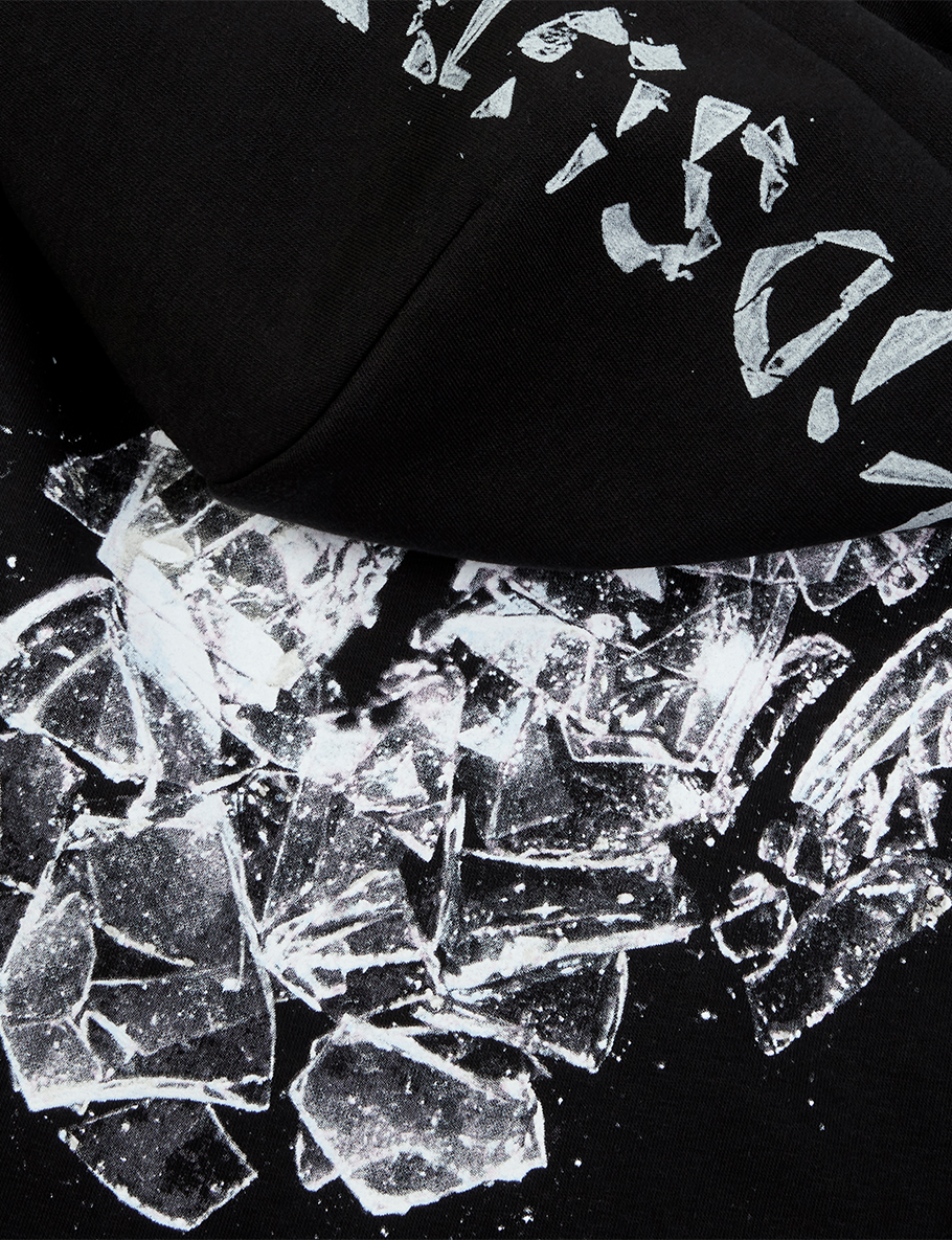 RS No. 9 x KidSuper Real Shattered Glass Photo Hoodie Detail Back