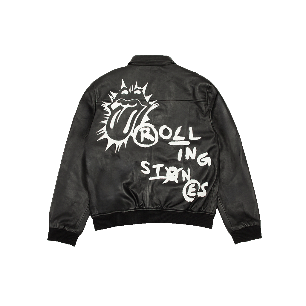 PAINT PRINT LEATHER ZIP UP JACKET Back