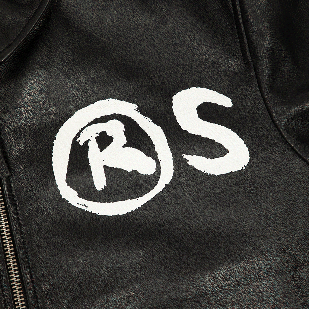 PAINT PRINT LEATHER ZIP UP JACKET Front Detail