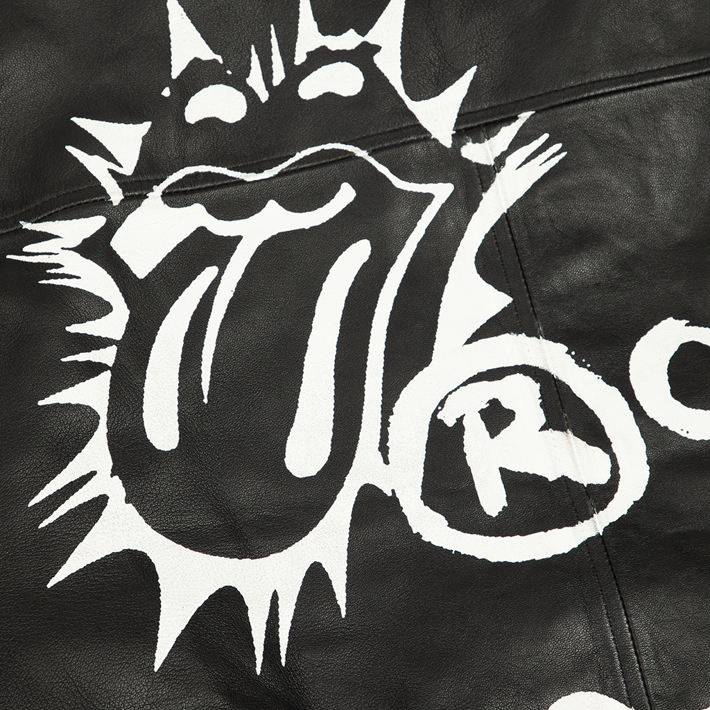 PAINT PRINT LEATHER ZIP UP JACKET Back Detail