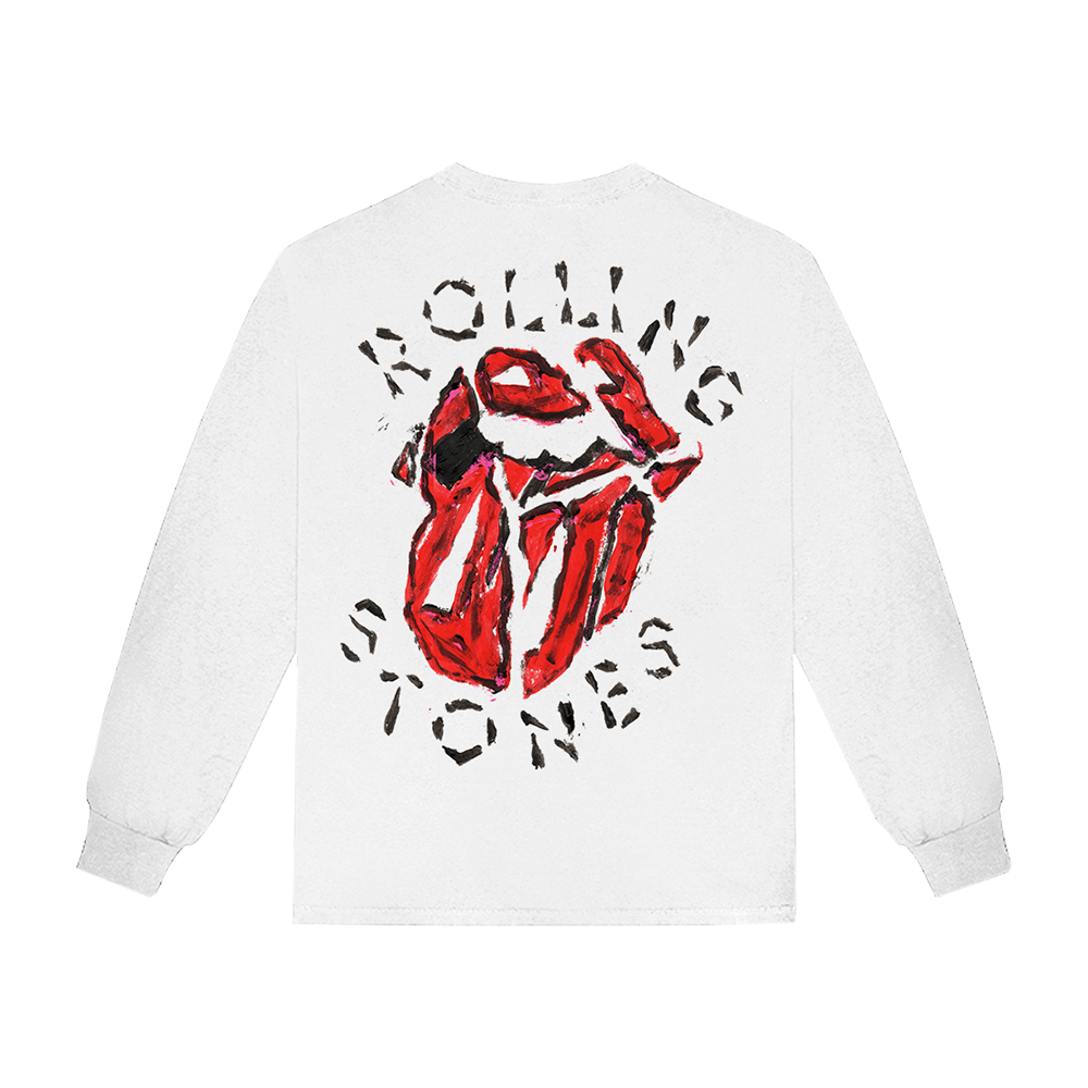 Painted Diamond Tongue White Long Sleeve Shirt Back