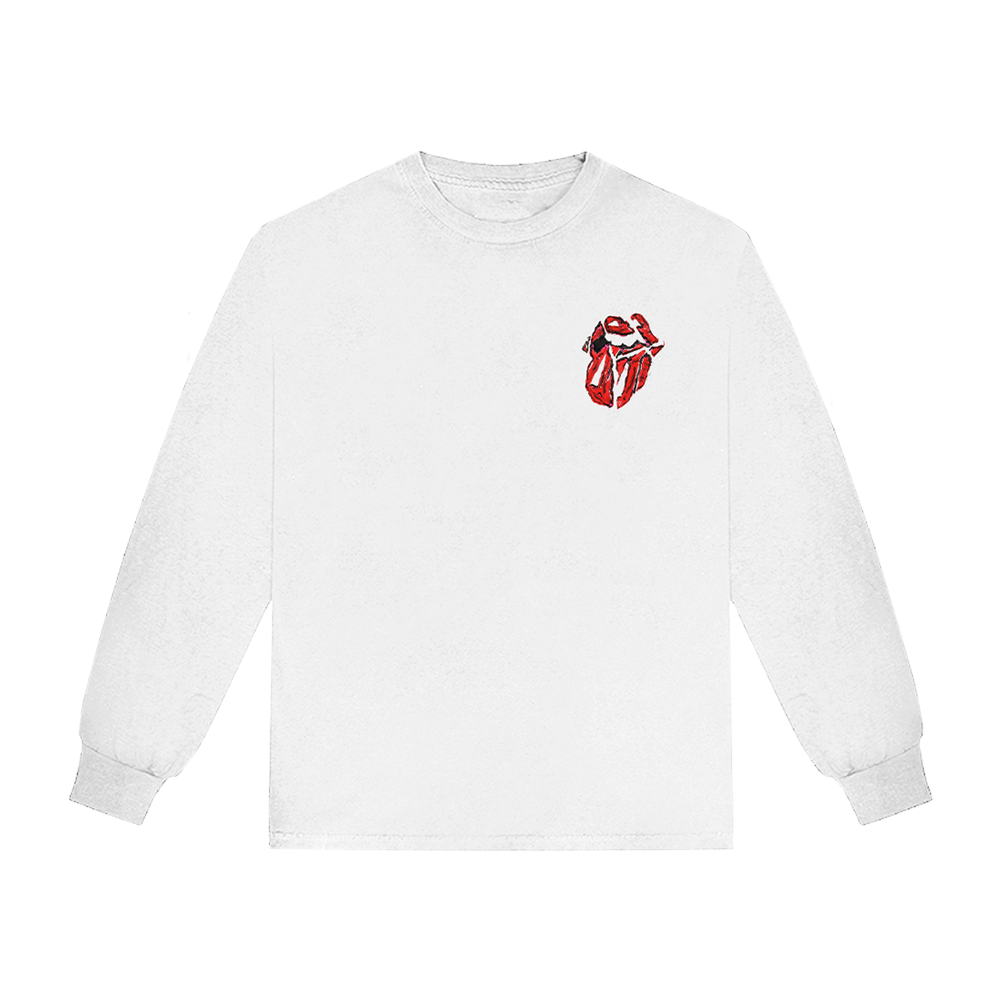 Painted Diamond Tongue White Long Sleeve Shirt Front