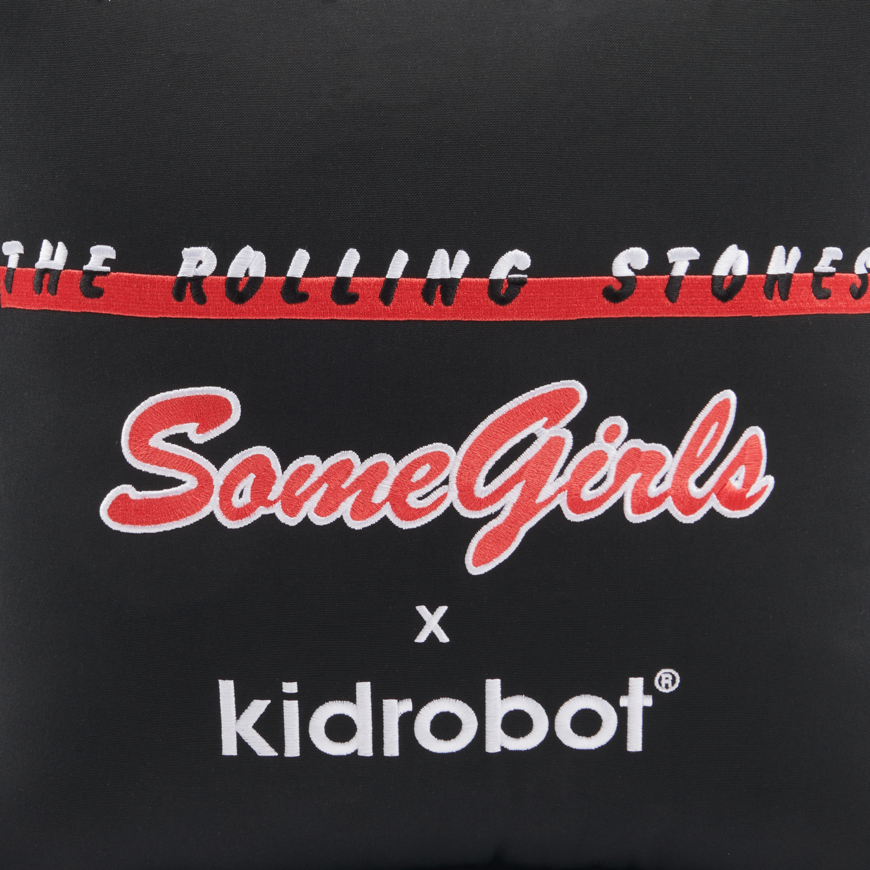 The Rolling Stones x Kidrobot Some Girls 16" Plush Pillow Back Detail