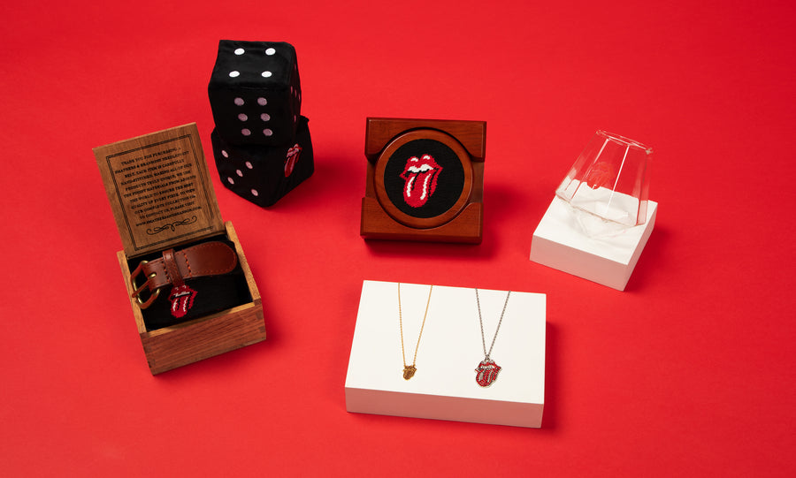 Rolling stones stocking stuffers on background