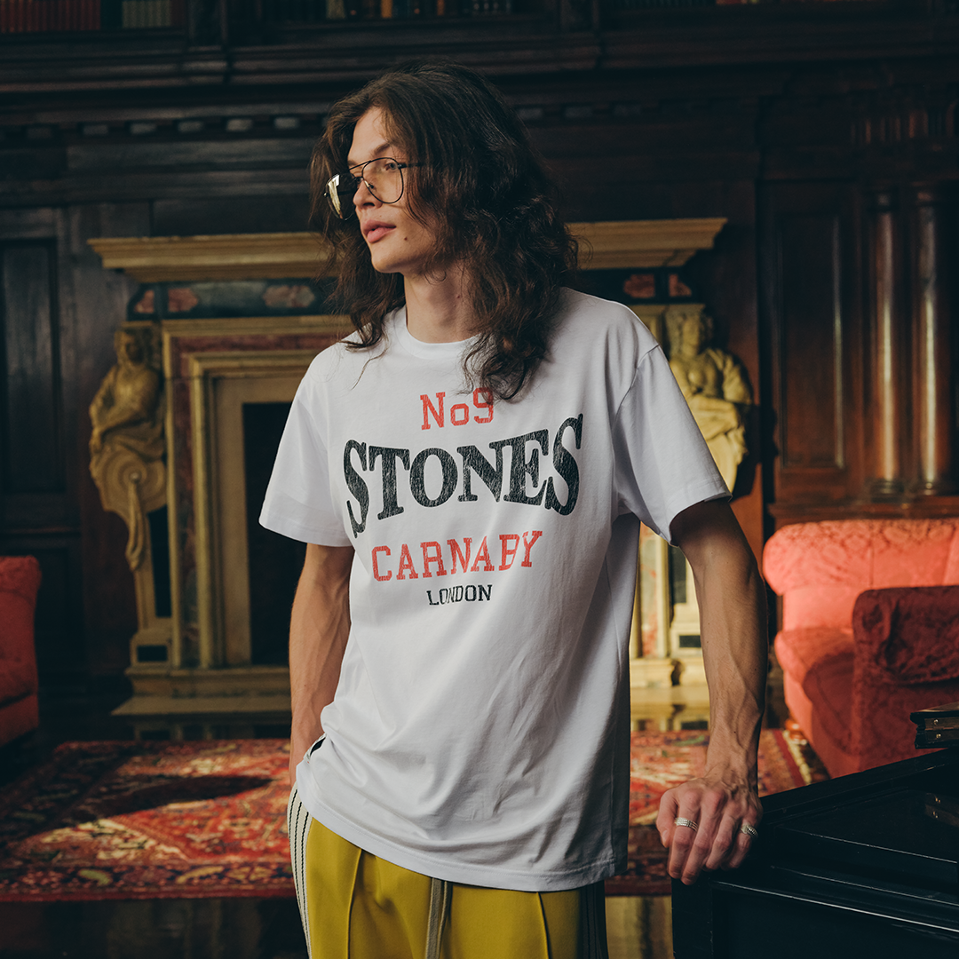 RS No. 9 White Varsity T-Shirt Model