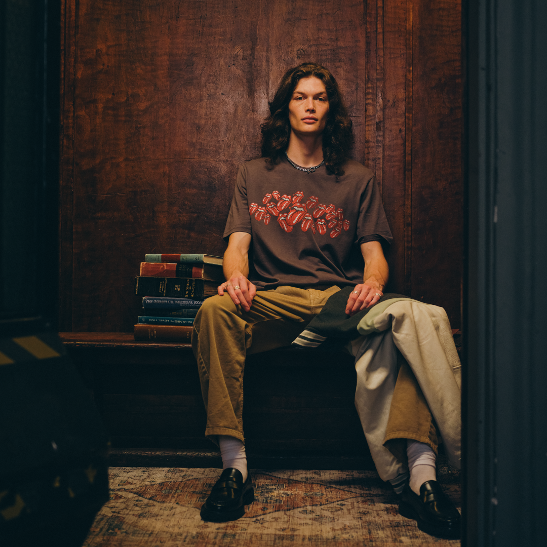 Rolling Stones Scattered Licks Printed T-Shirt Model