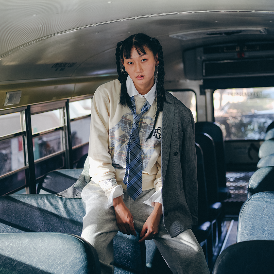 Tartan Lick Fleece Crewneck Model