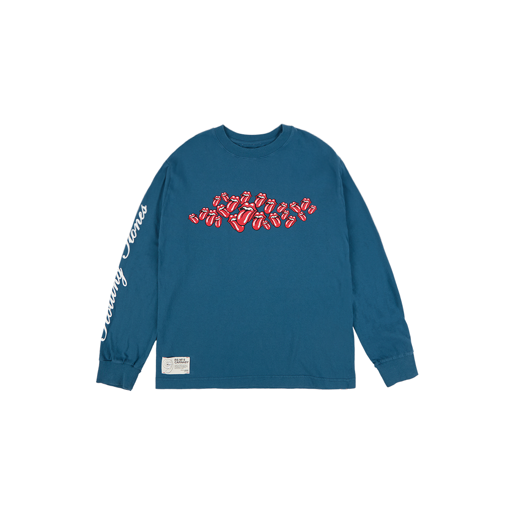 Rolling Stones Scattered Blue Licks Printed Longsleeve Front