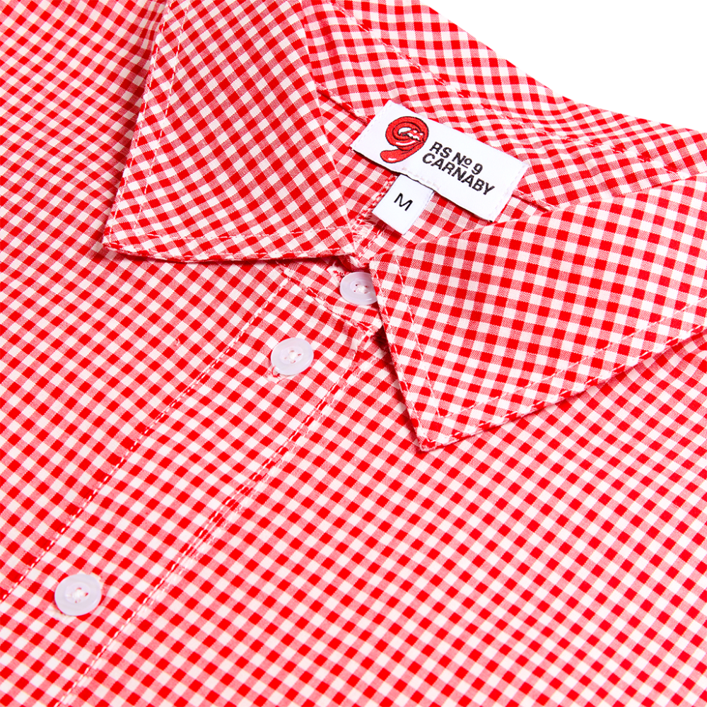 Red Gingham Embroidered Placement Shirt - Details
