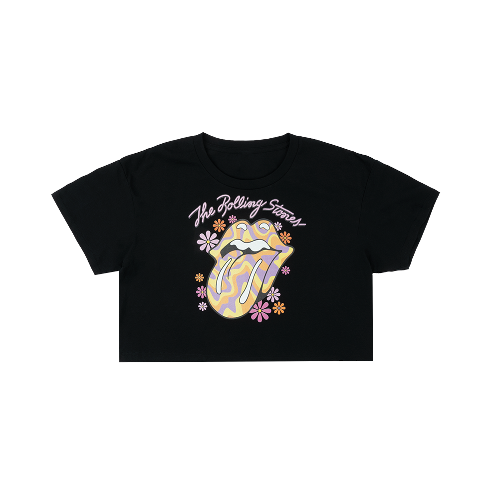 Flower Rolling Tongue Retro T-Shirt The – Cropped Stones