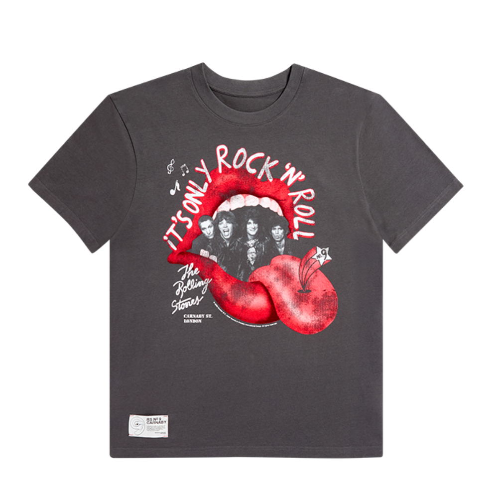 It's Only Rock n Roll Pierced Tongue Black Photo T-Shirt - Front