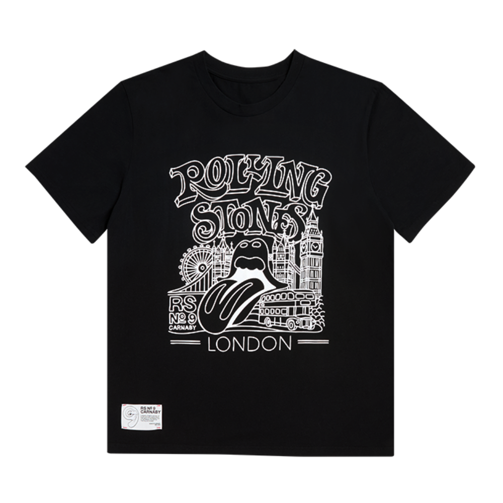 RS No. 9 London Graphic Black T-Shirt - Front