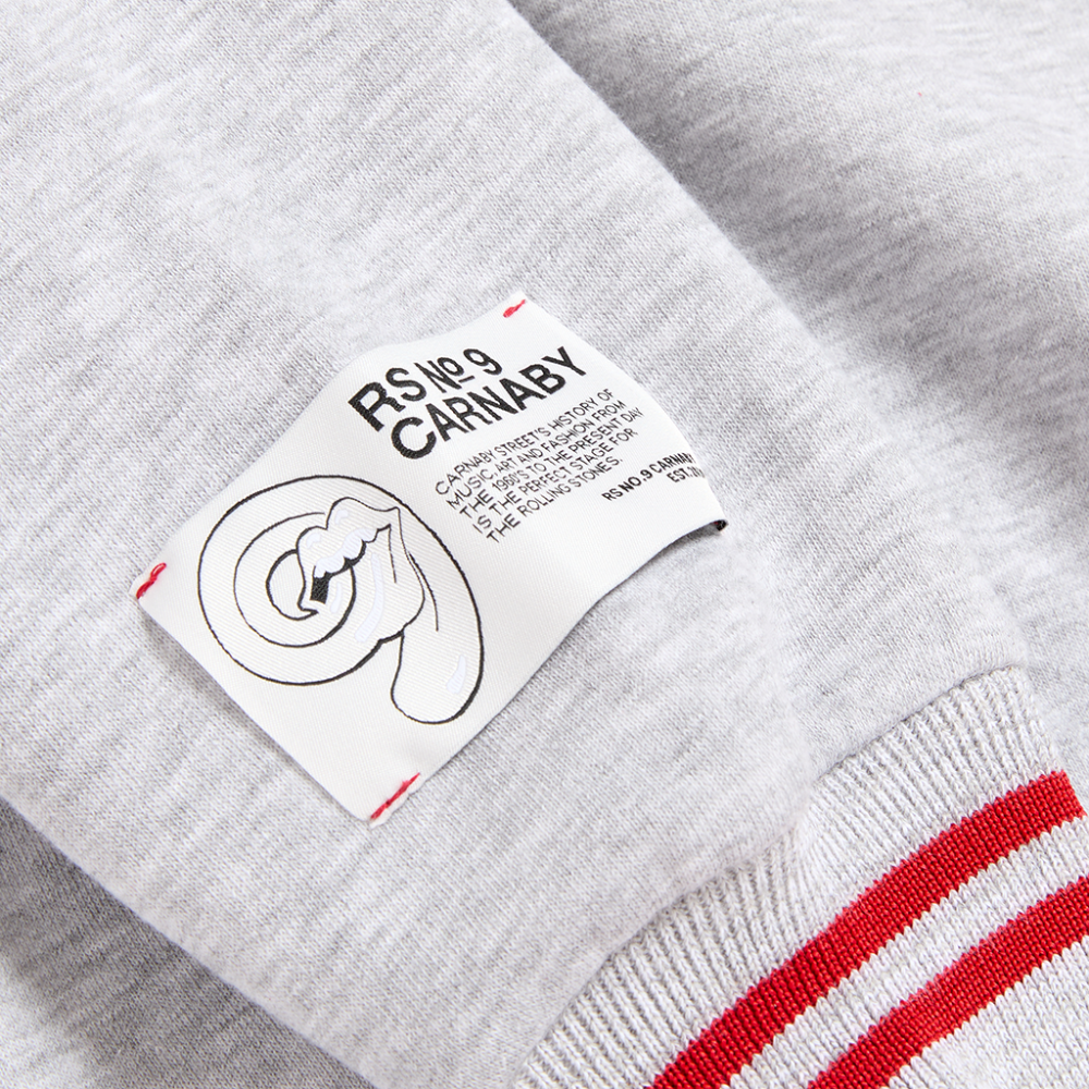 Retro Contrast Rib RS London Grey Crewneck Sweater - Details