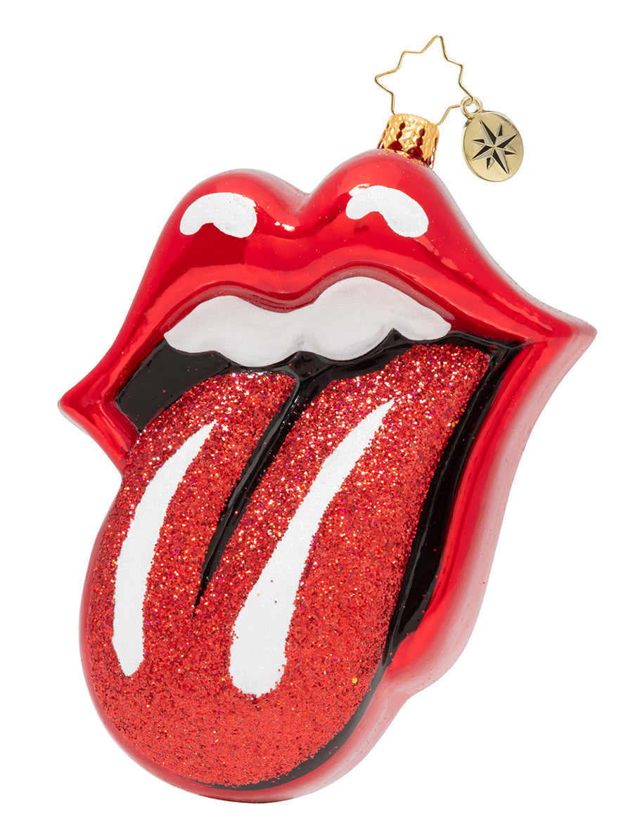 Christopher Radko x Stones Glitter Tongue Ornament Front