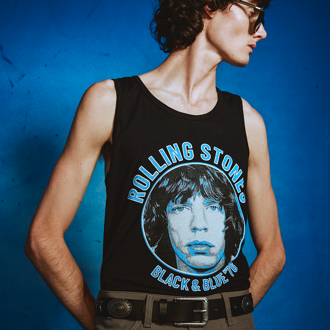 Black and Blue Mick Jagger Tank Top