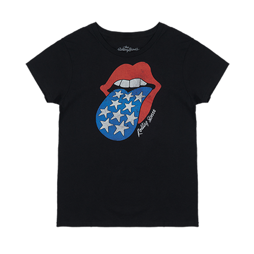 Americana Tongue Women’s Black T-Shirt Front 