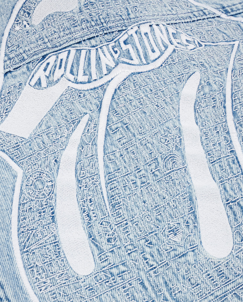 Light Wash Embroidered Denim Jacket Back Detail