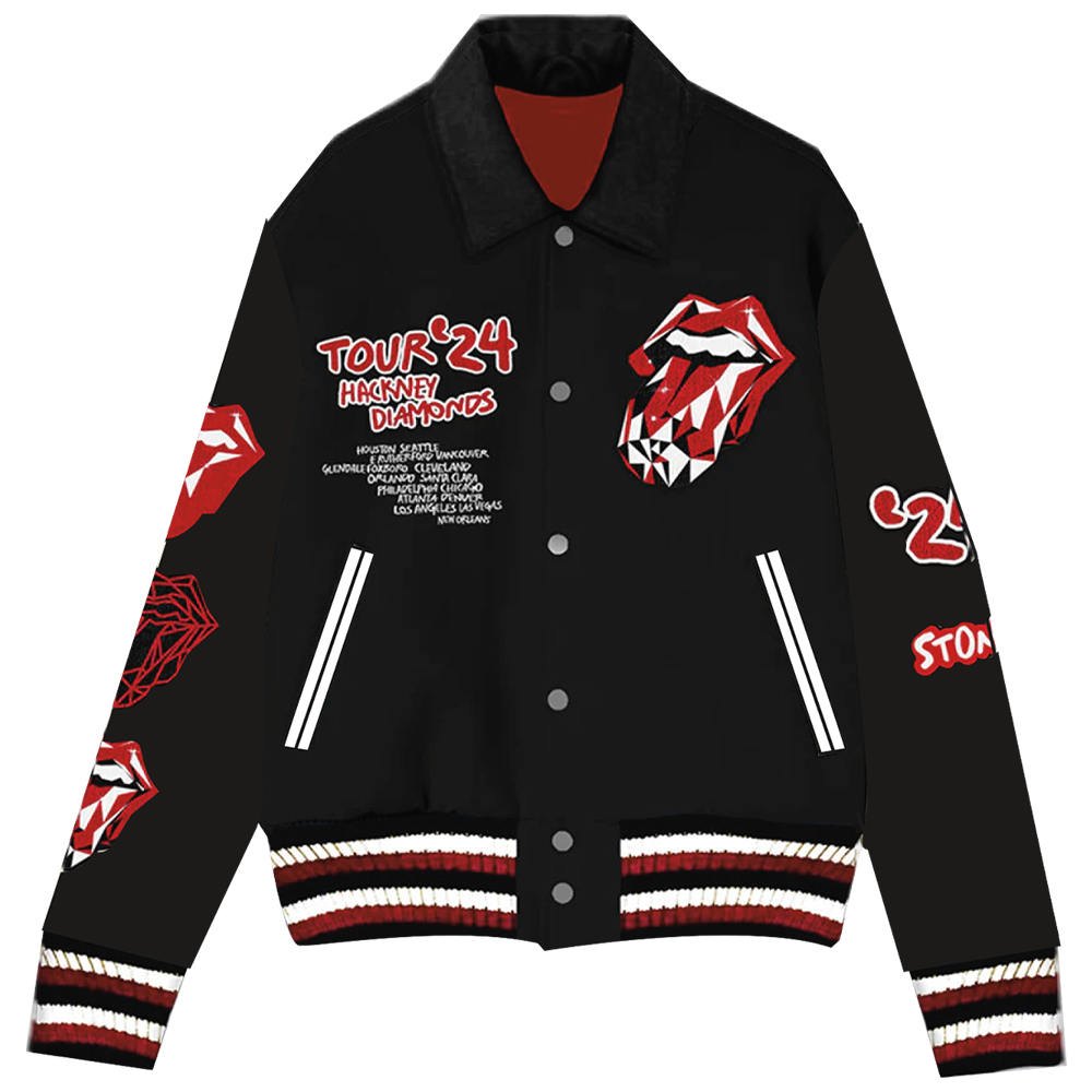 Limited Edition Hackney Diamonds Tour Tongue Varsity Jacket Front