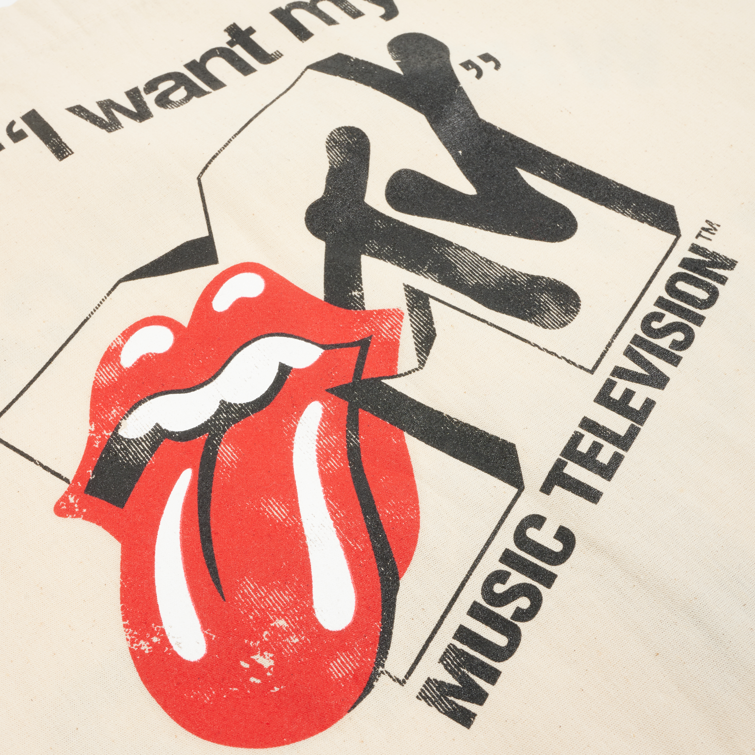Rolling Stones x MTV Who The F Is Mick Jagger? Tote Back Detail
