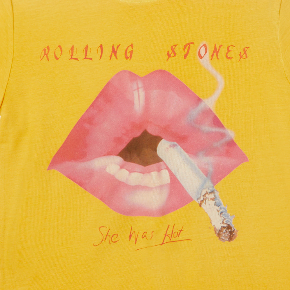 Yellow Lips Graphic Print Baby Tee Design