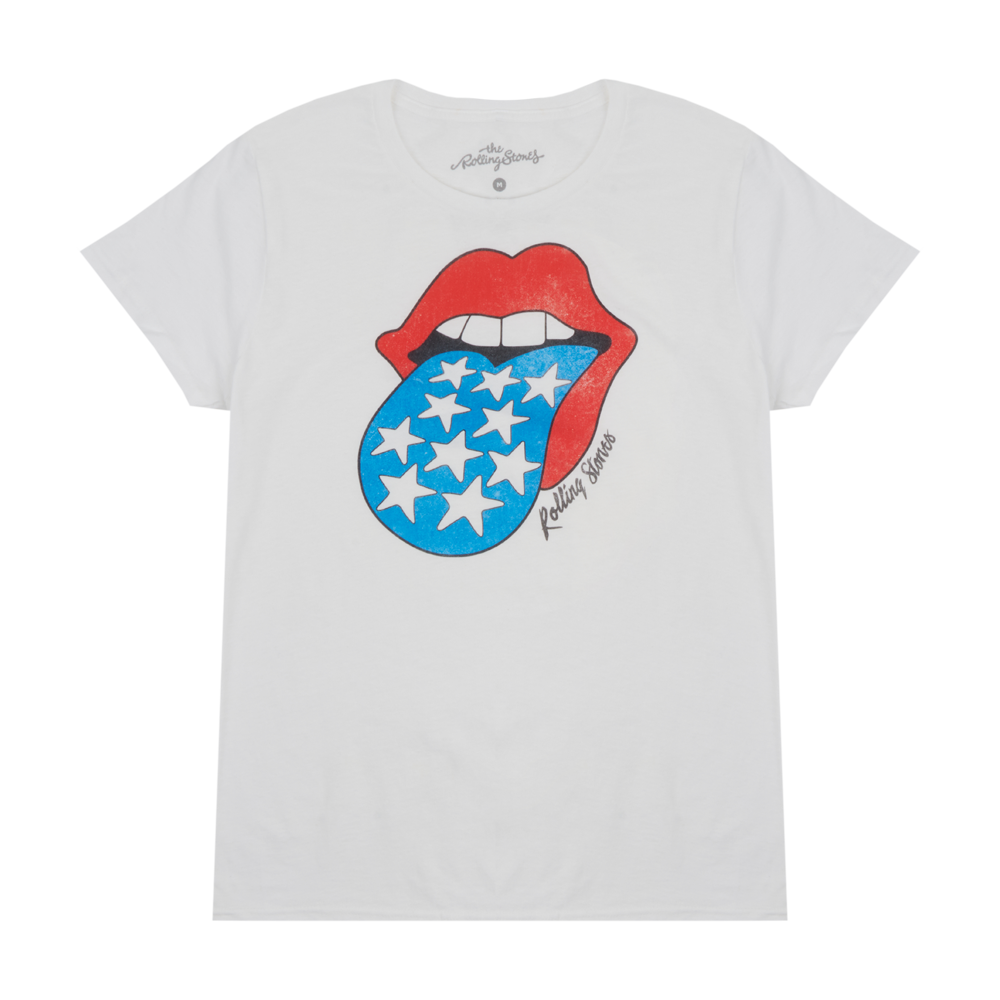 Americana Tongue Women’s White T-Shirt Front 