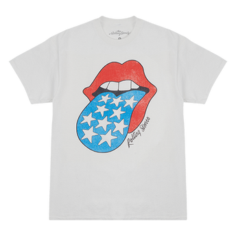 Americana Tongue Unisex White T-Shirt Front 