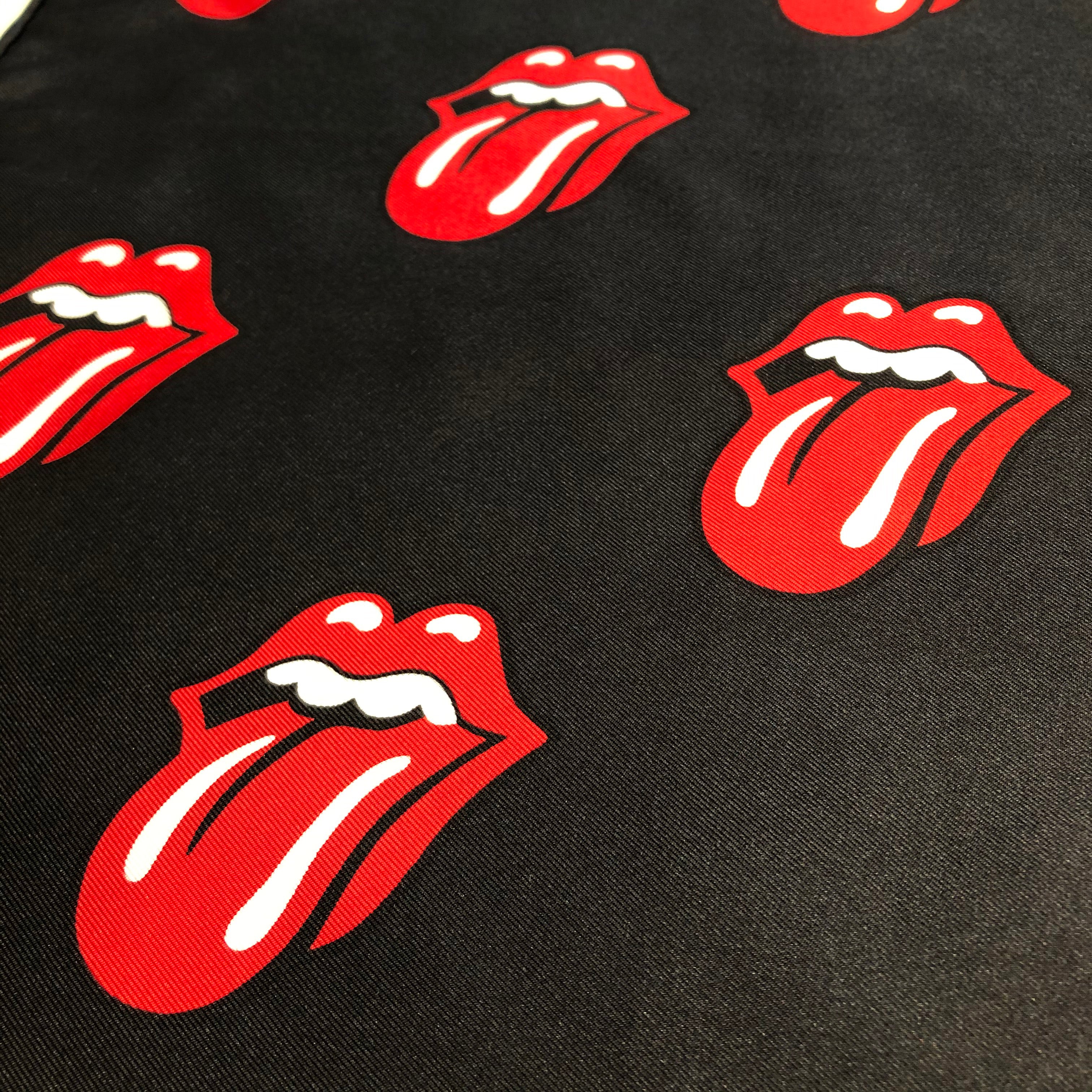 Soloist x Stones Black and Red Lips Silk Twill Scarf