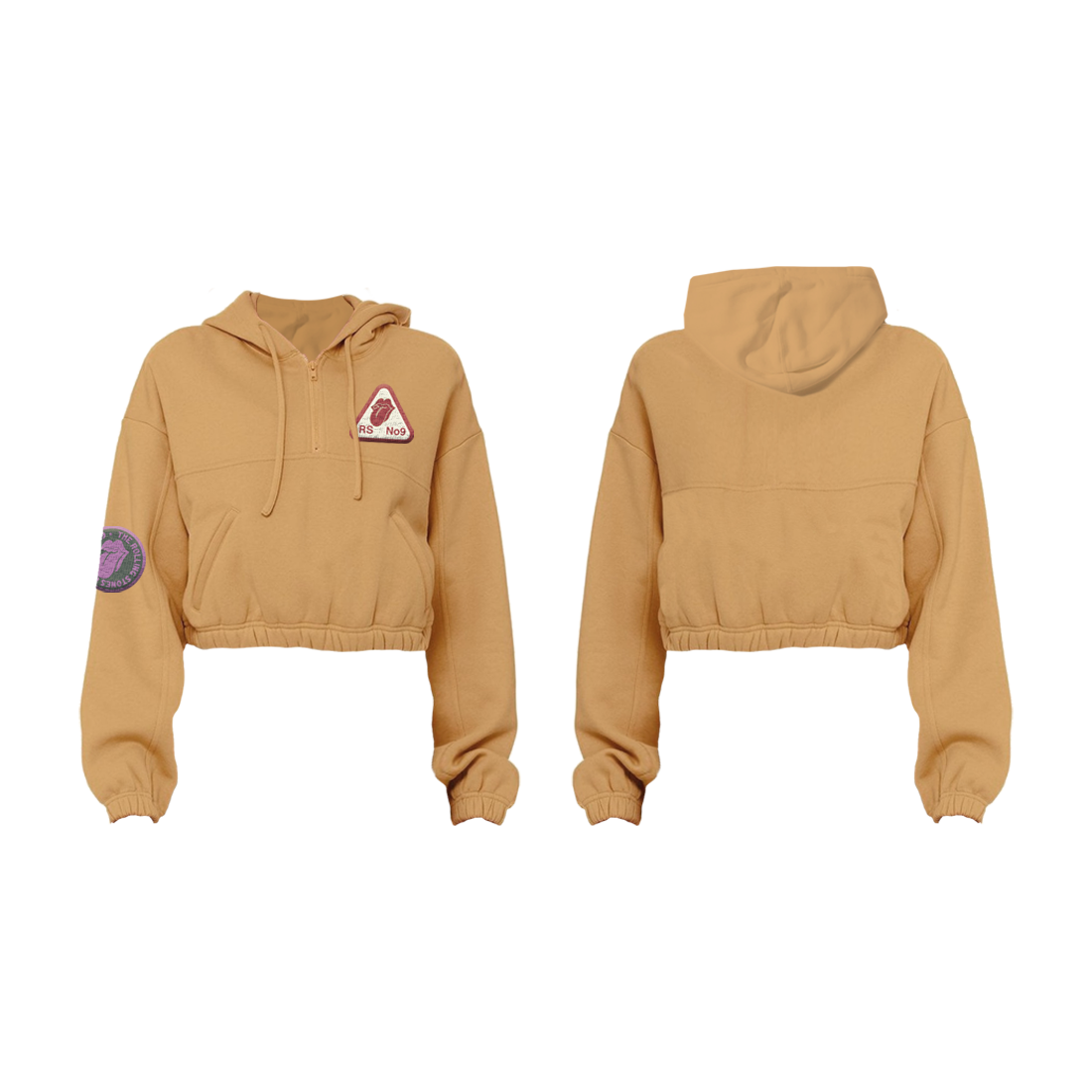 RS No9 Embroidered Patch Crop 1/4 Zip Hoodie