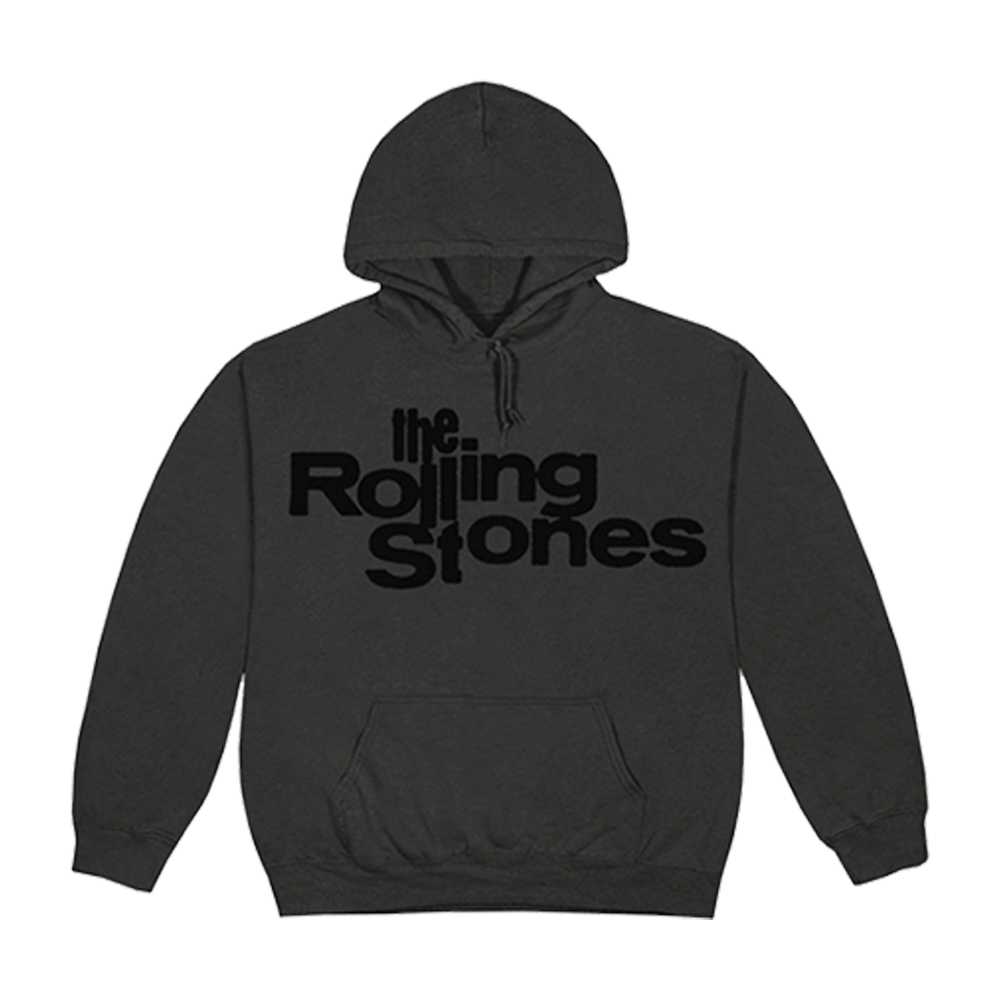 Black on Black Vintage Logo Hoodie The Rolling Stones