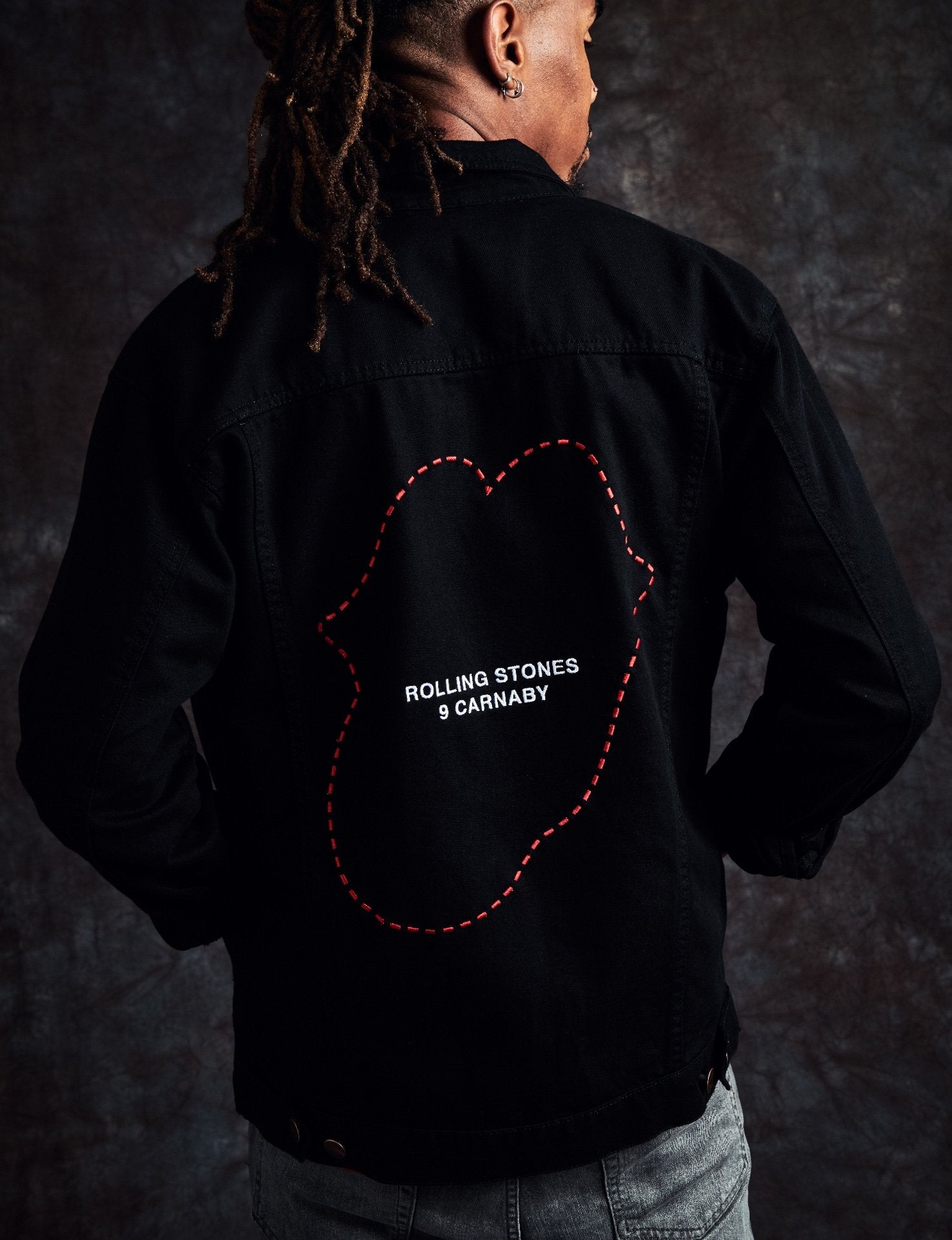 No9 Tongue Outline Embroidered Trucker Jacket Back