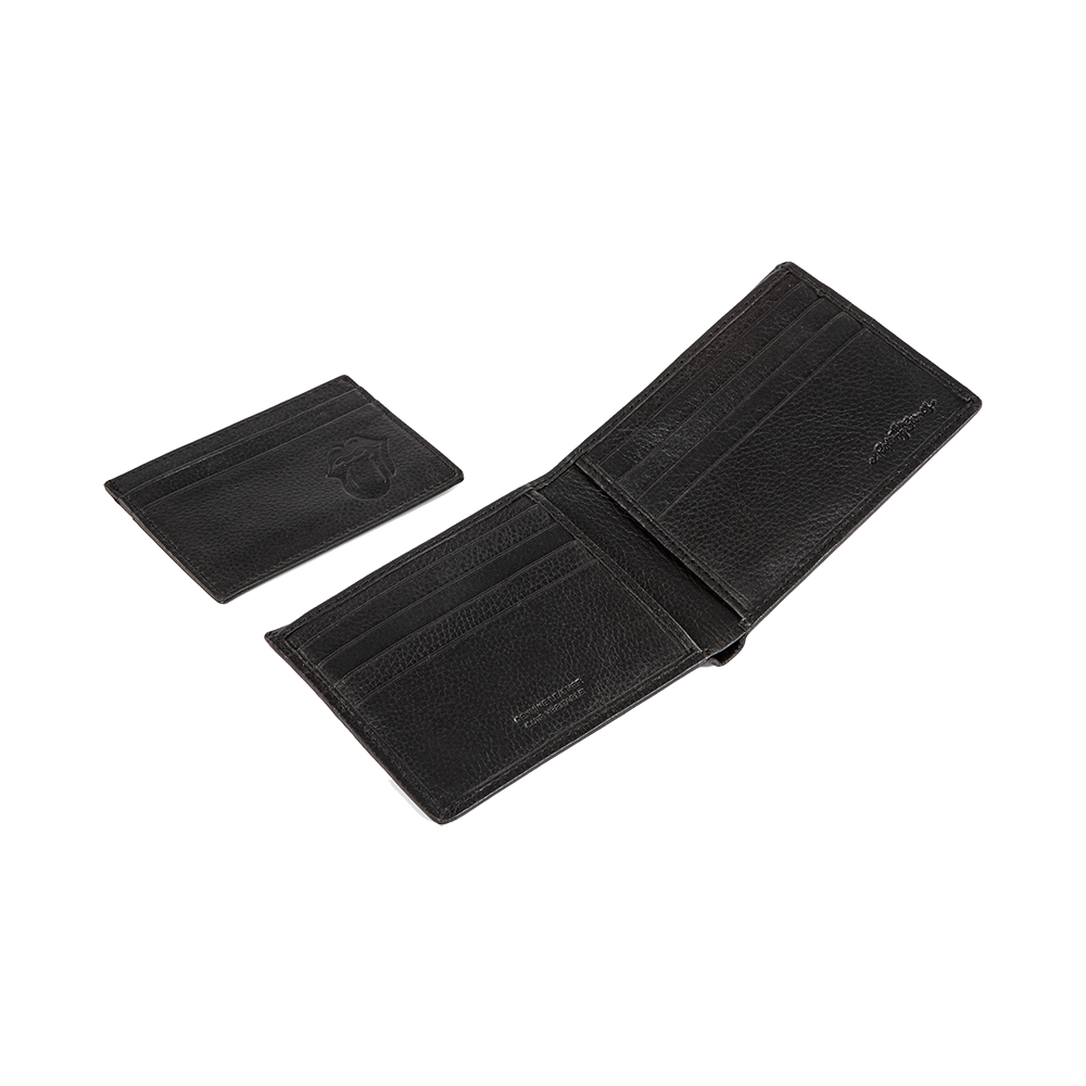 Black On Black Pebbled Leather Wallet - IMG 2