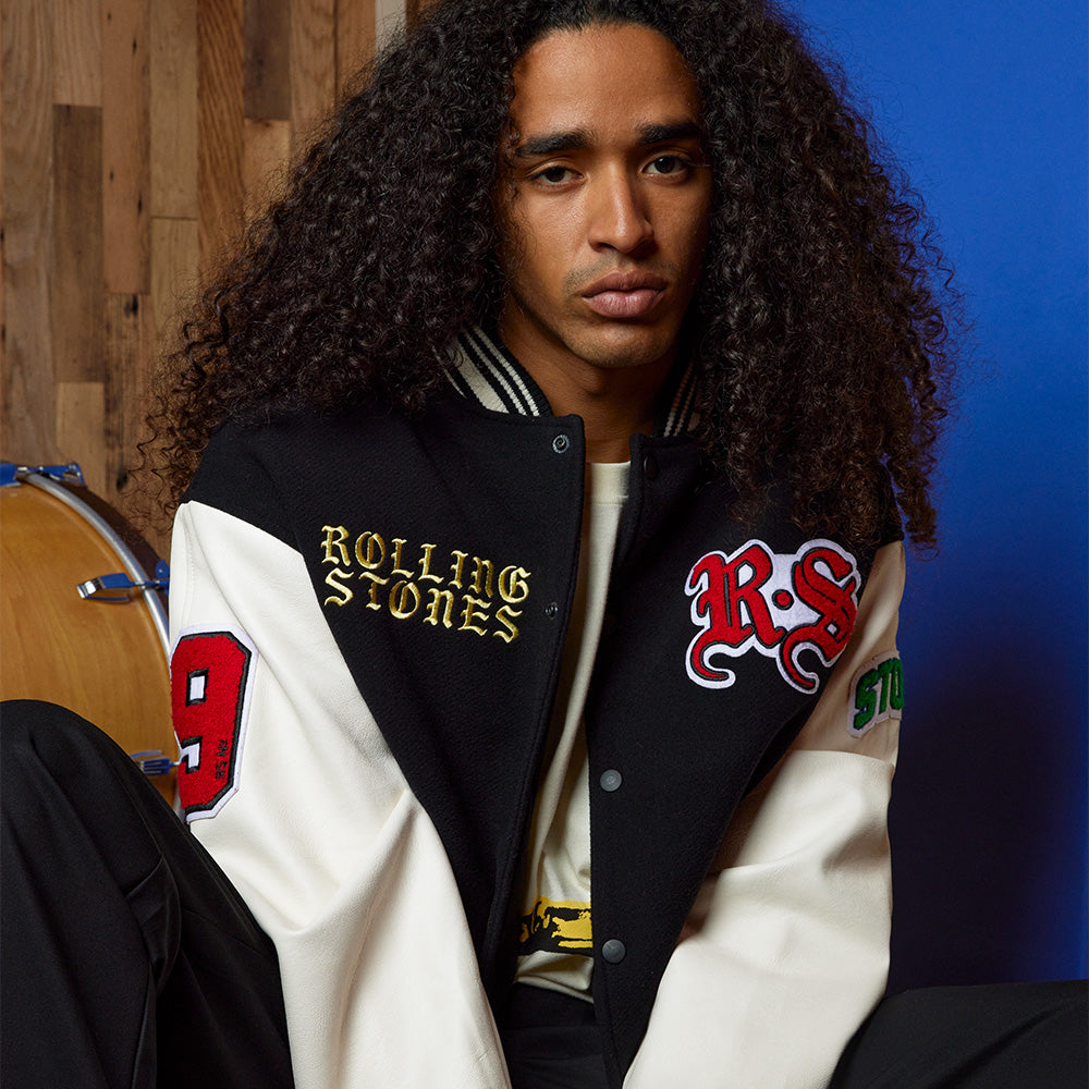 Checker Tongue Wool Varsity Jacket Model 