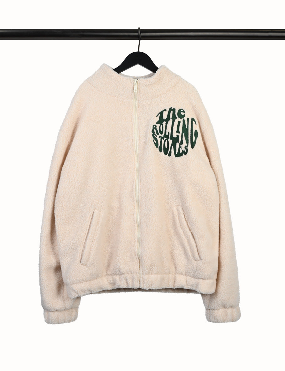Zip Front Bubble Logo Fleece Jacket Front