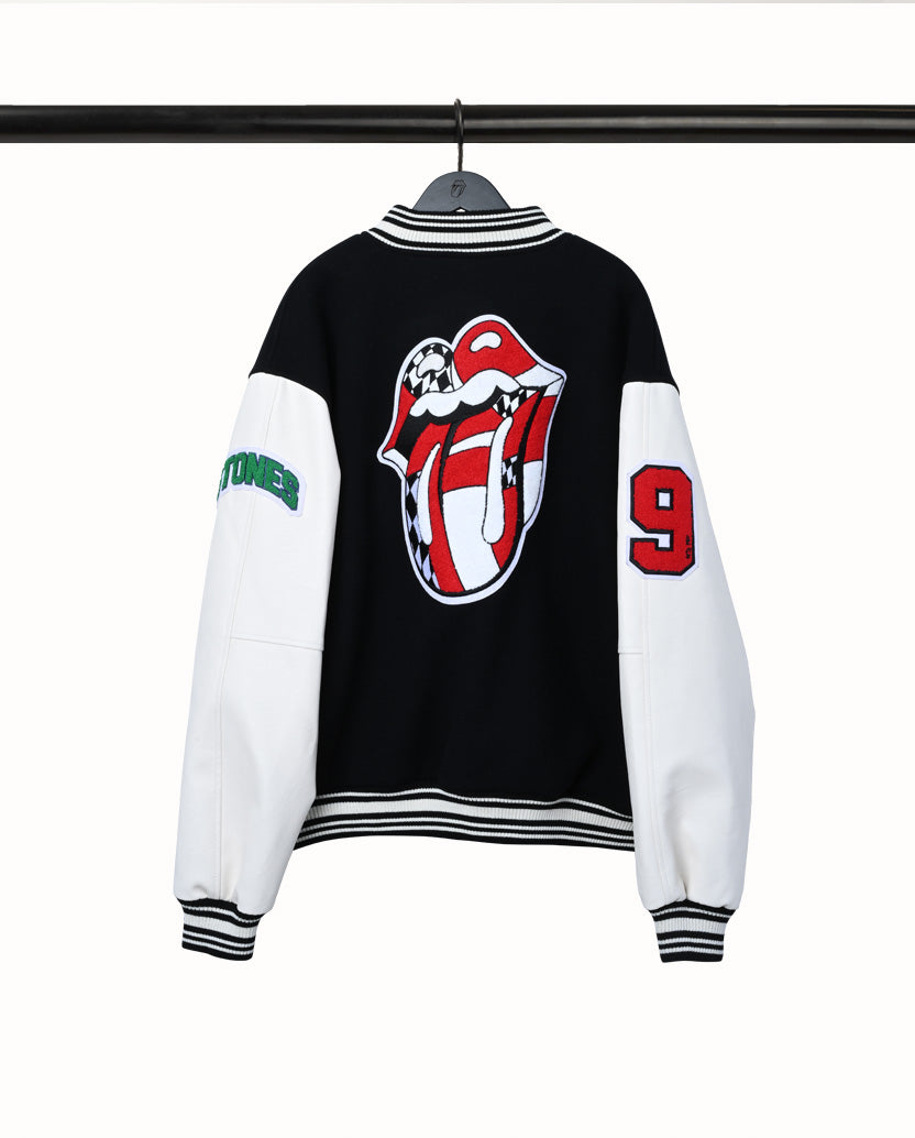 CHECKER TONGUE WOOL VARSITY JACKET Back