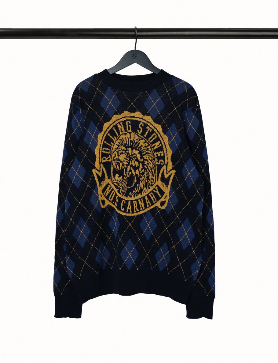 ARGYLE LION CREST KNITTED SWEATER 
