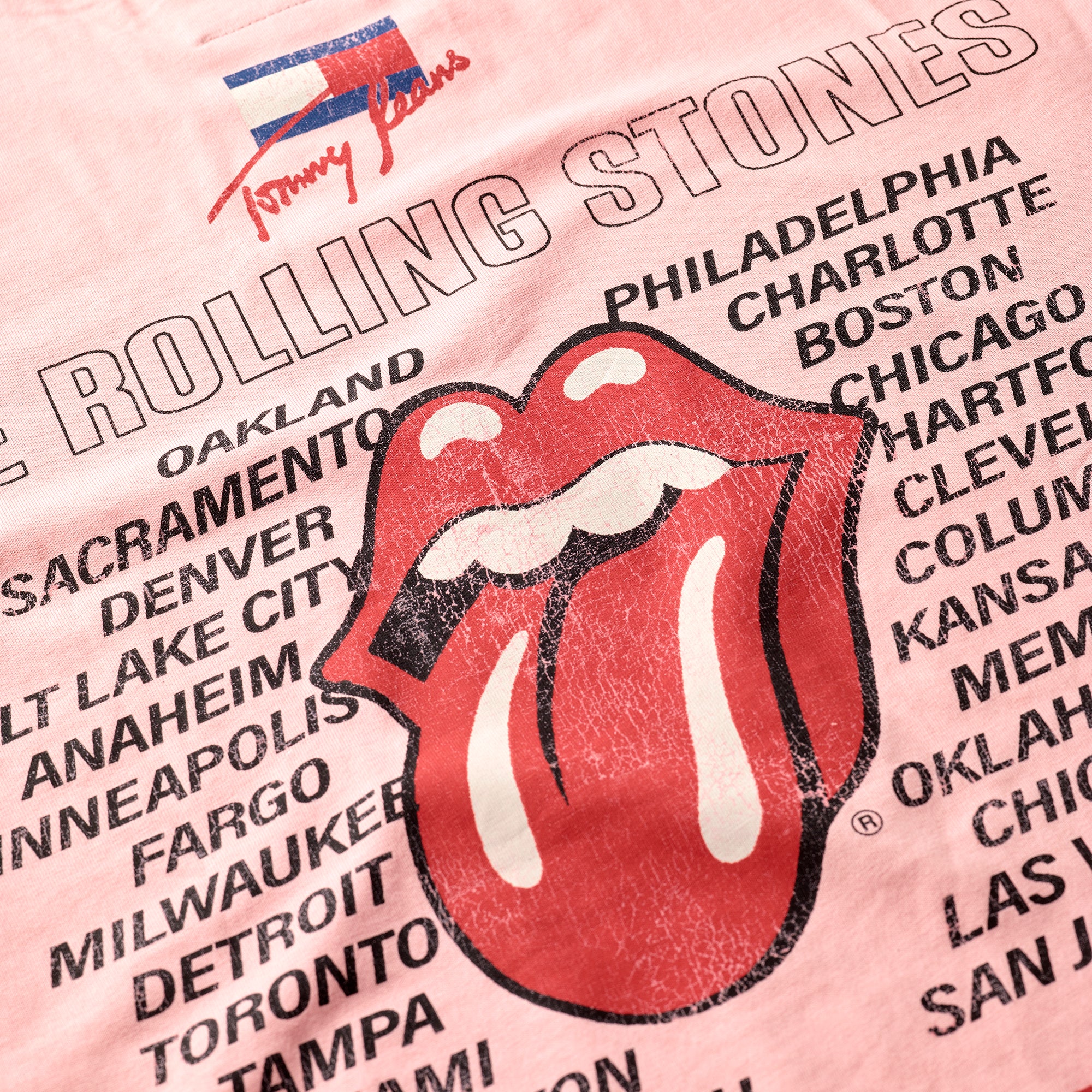 Stones x Tommy Hilfiger Duchess Pink T-Shirt Detail