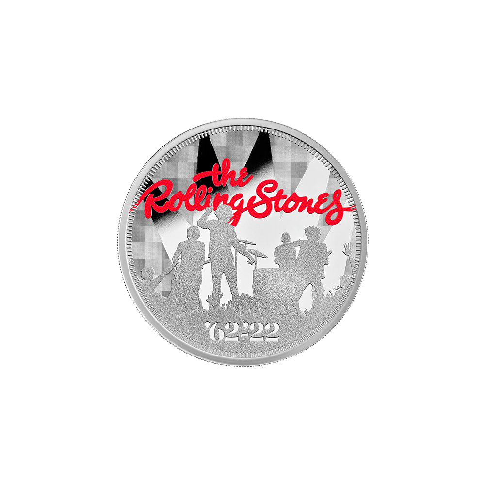 The Rolling Stones 2022 UK 1oz Silver Proof Color Coin Reverse