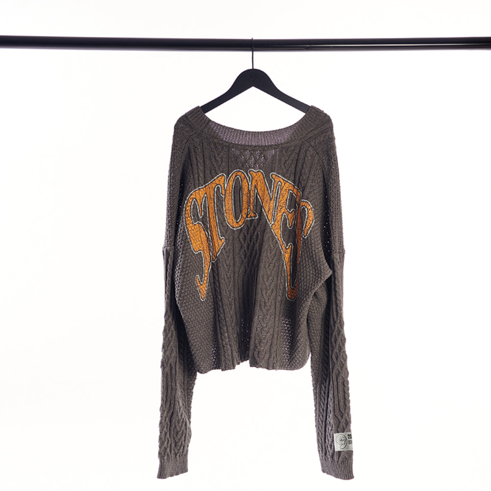 Classic Stones Cable Knit Cardigan Back