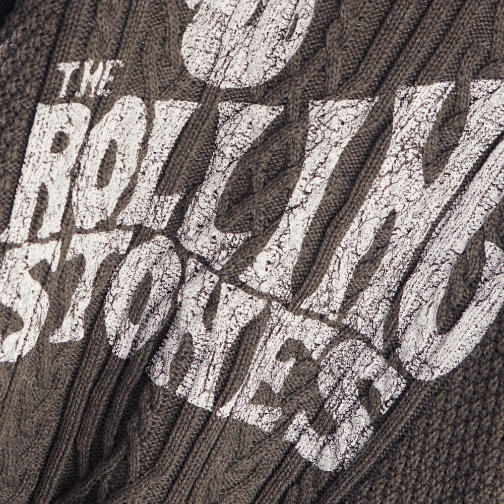 Vintage Rolling Stones Logo Cable Knit Sweater Detail